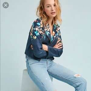 Anthropologie monarc printed Moto jacket, small